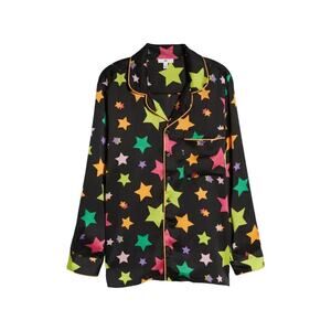 BP. NEW $49 Be Proud Gender Inclusive Print Satin Shirt Shooting Star Small
